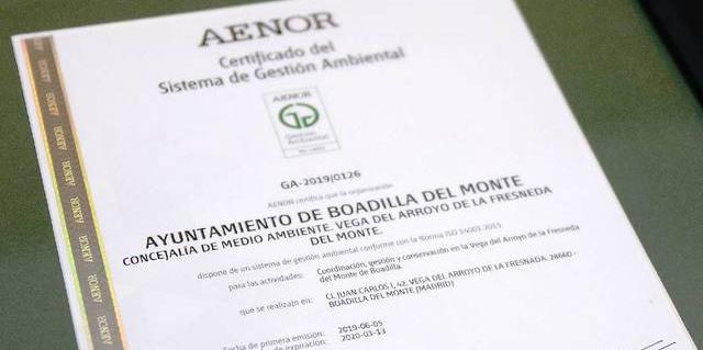 El Ayuntamiento de Boadilla renueva las certificaciones de calidad por su gestión medioambiental
