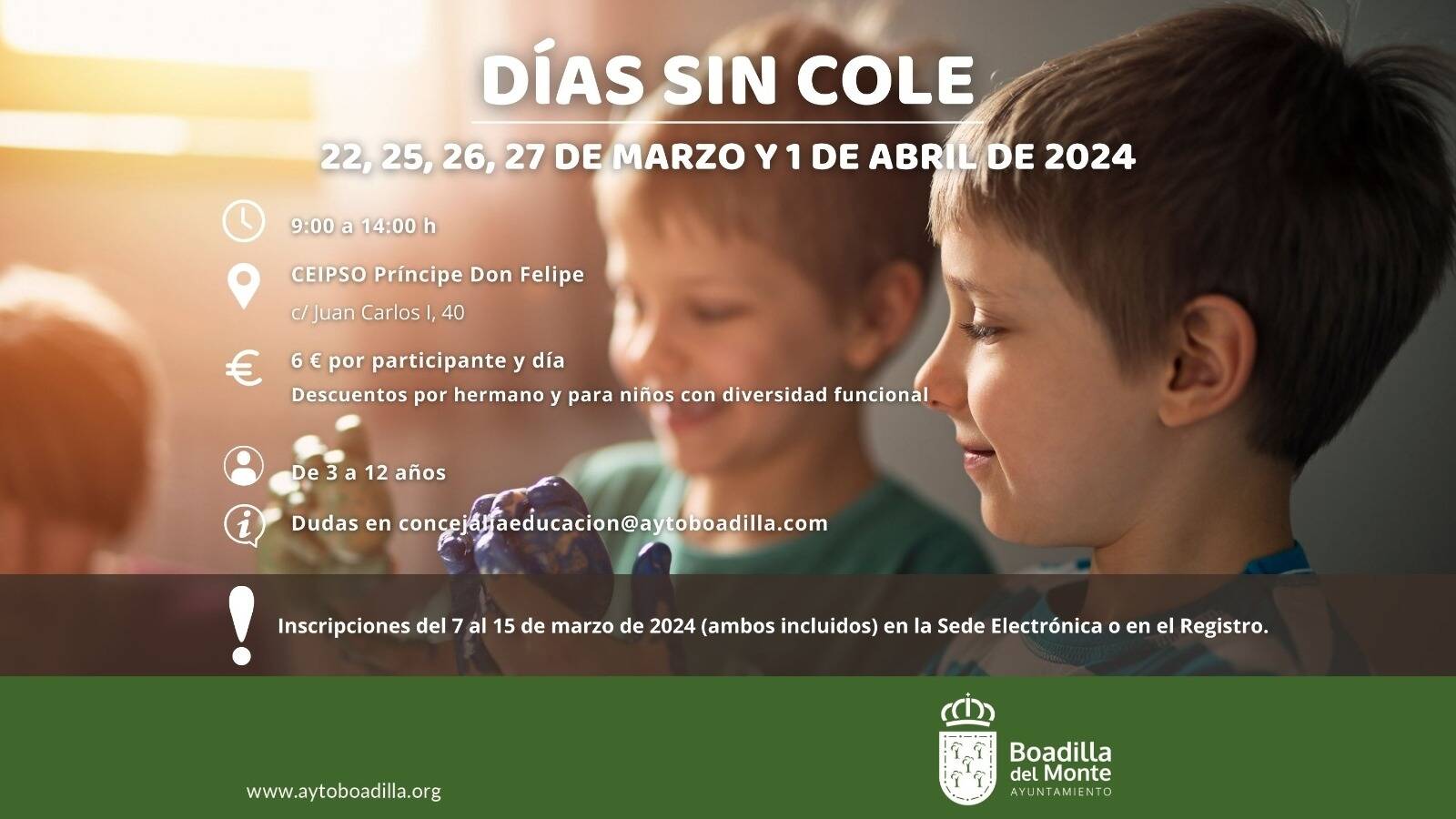 A la vuelta de la esquina el programa Días sin Cole que el Ayuntamiento de Boadilla promueve en Semana Santa 
