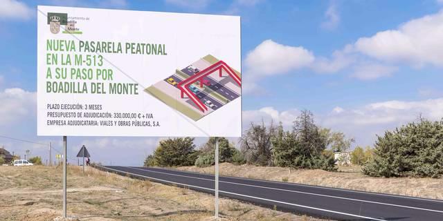 Comienzan las obras para la instalación de la tercera pasarela sobre la M-513 Comienzan las obras para la instalación de la tercera pasarela sobre la M-513