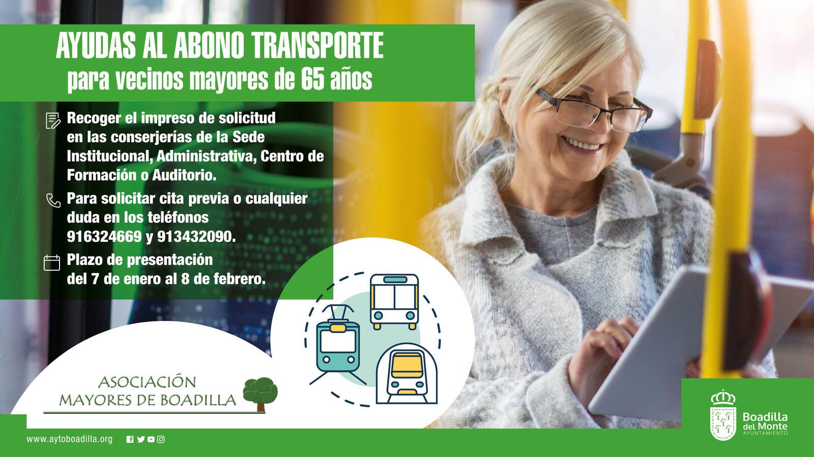 El plazo para solicitar la ayuda económica al pago del Abono Transporte para mayores de 65 años comenzará el 7 de enero El plazo para solicitar la ayuda económica al pago del Abono Transporte para mayores de 65 años comenzará el 7 de enero