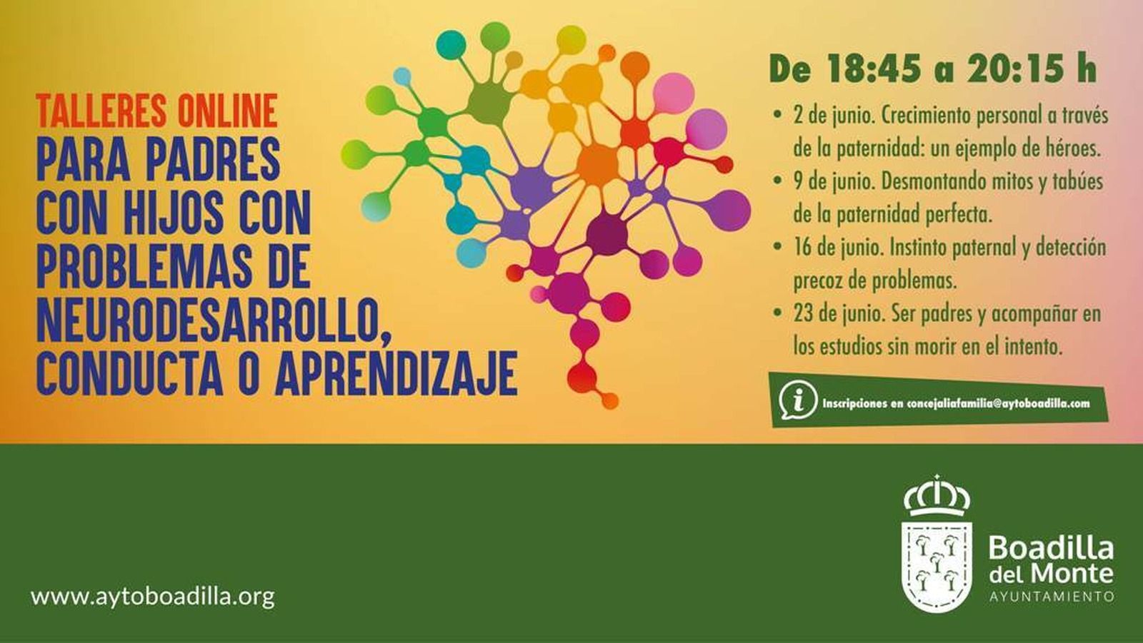 Boadilla presenta nuevos talleres para padres de hijos con problemas de neurodesarrollo, conducta y aprendizaje Boadilla presenta nuevos talleres para padres de hijos con problemas de neurodesarrollo, conducta y aprendizaje