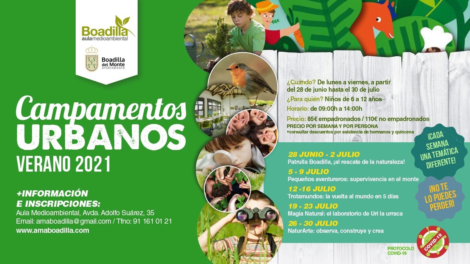 Campamentos urbanos en el Aula Medioambiental de Boadilla durante el mes de julio