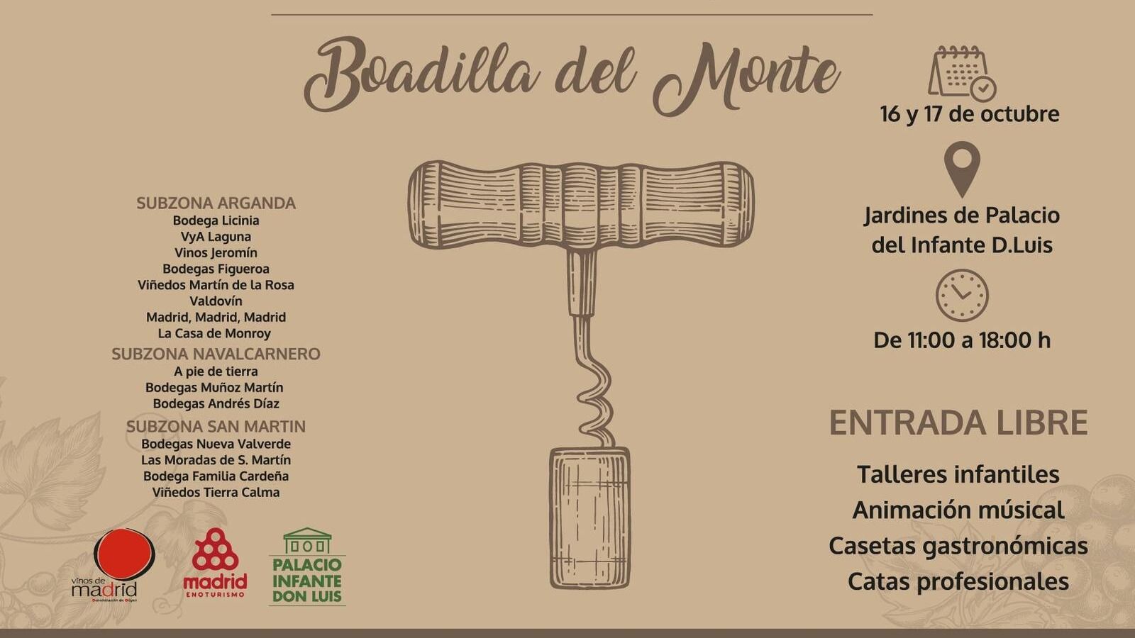 Los mejores vinos de Madrid llegan al Palacio de Boadilla el 16 y 17 de octubre
