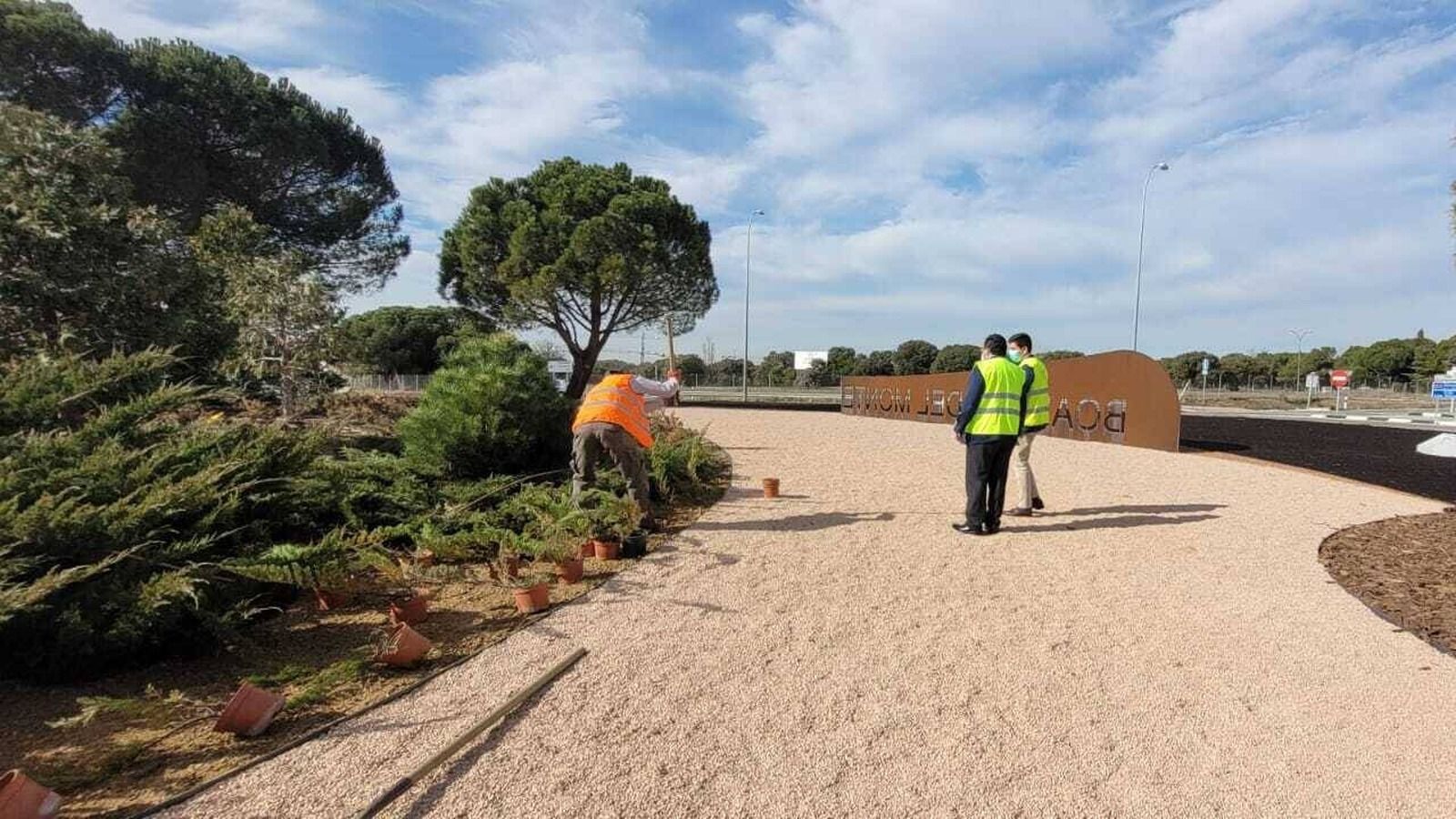 Mejoras en el ajardinamiento de la rotonda de Valdecabañas de Boadilla