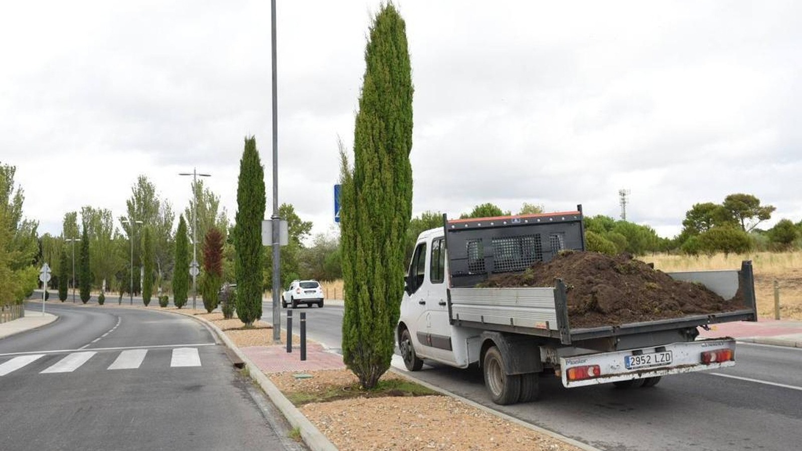 Obras en la mediana de la avenida de Valdepastores