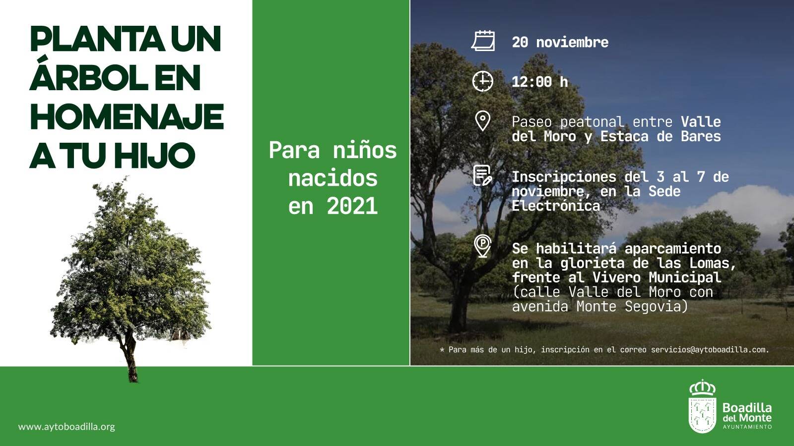 Abre la inscripción para la plantación de árboles para los niños nacidos en 2021
