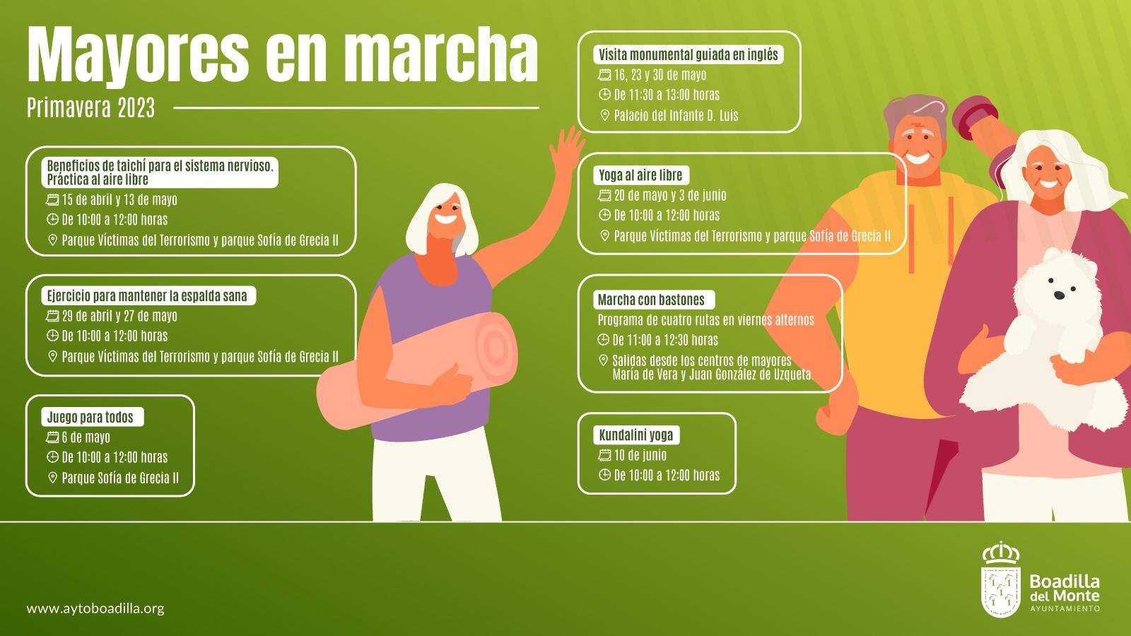 Nuevas actividades al aire libre para el programa 'mayores en marcha' de Boadilla