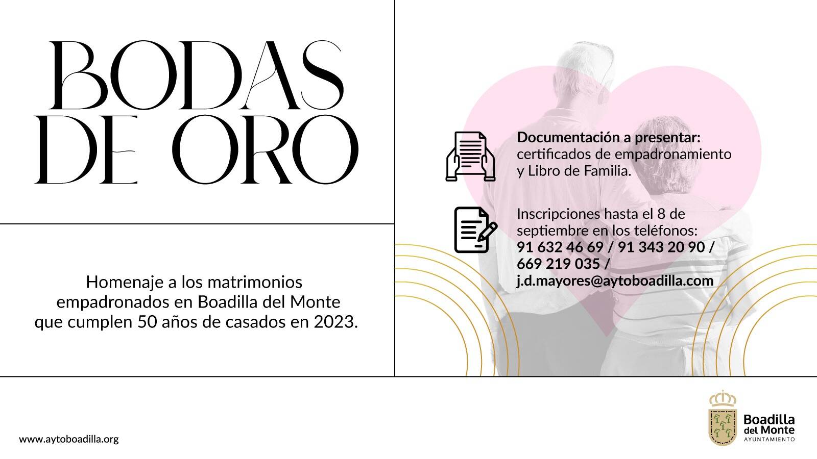 Boadilla homenajeará en septiembre a los vecinos que cumplen sus bodas de oro Boadilla homenajeará en septiembre a los vecinos que cumplen sus bodas de oro