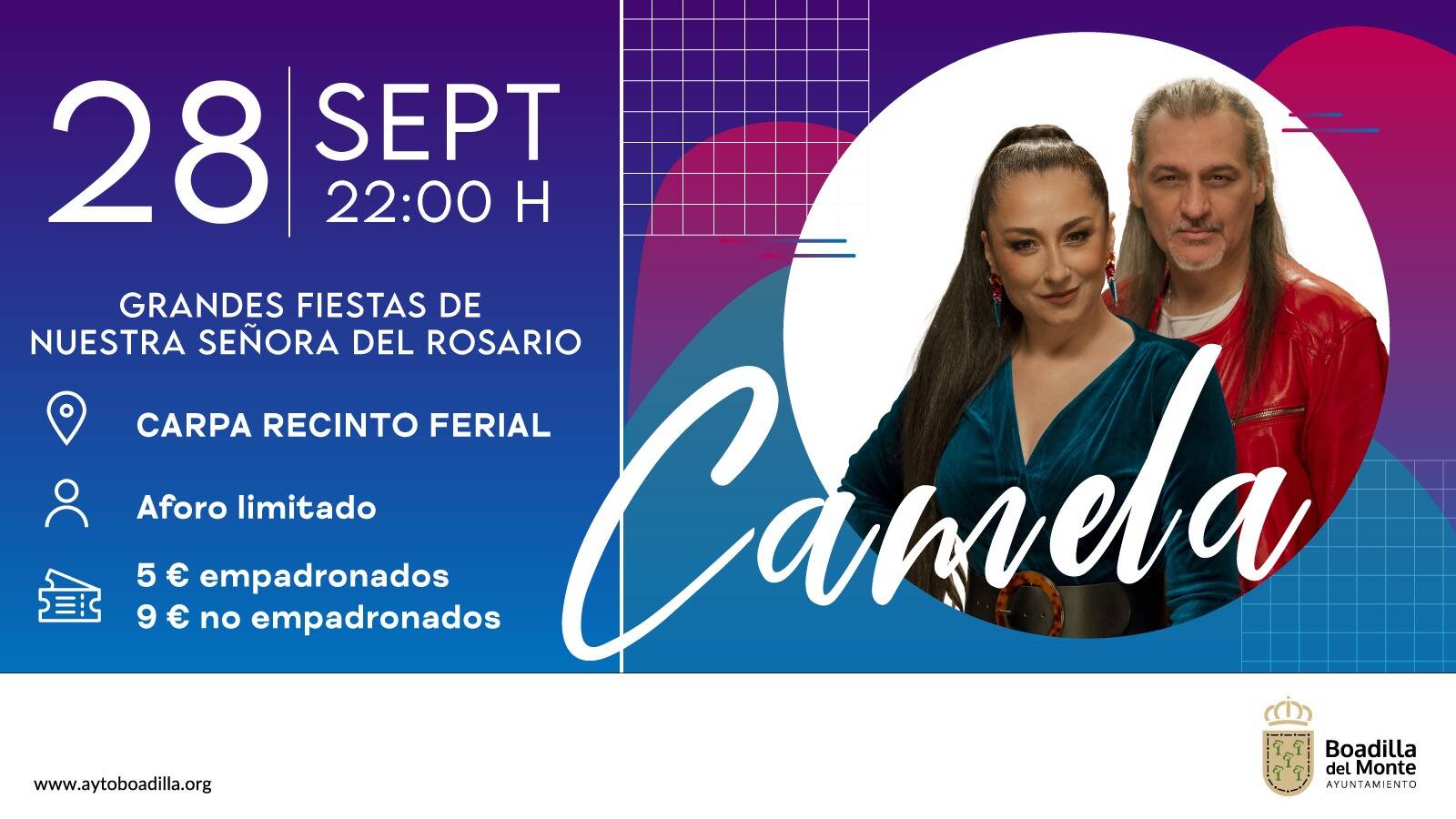 A la venta las entradas para el concierto de Camela en las fiestas de Boadilla A la venta las entradas para el concierto de Camela en las fiestas de Boadilla