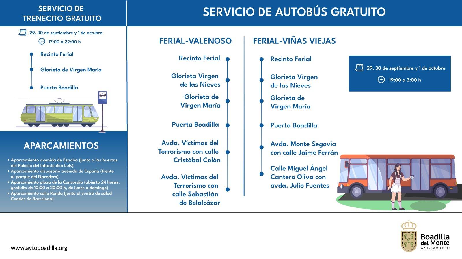 Servicios especiales de transporte en Boadilla para las fiestas patronales Servicios especiales de transporte en Boadilla para las fiestas patronales