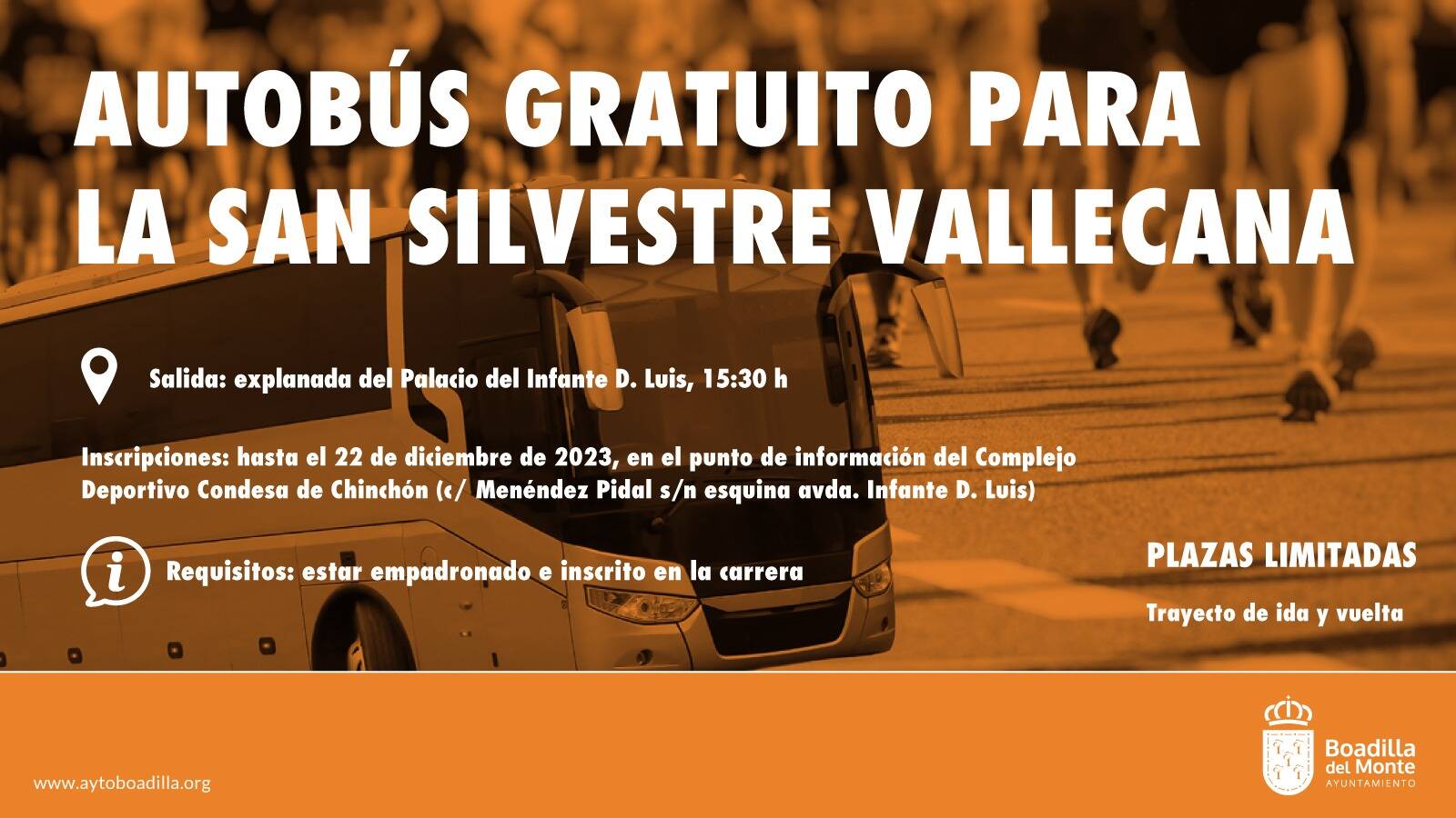 Boadilla del Monte facilita un transporte gratuito para la San Silvestre Vallecana a sus vecinos empadronados