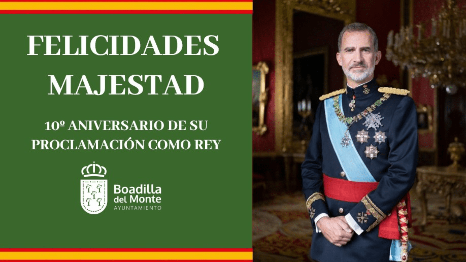 Boadilla anima a los vecinos a colocar banderas de España en los balcones por el aniversario de la coronación del rey Boadilla anima a los vecinos a colocar banderas de España en los balcones por el aniversario de la coronación del rey