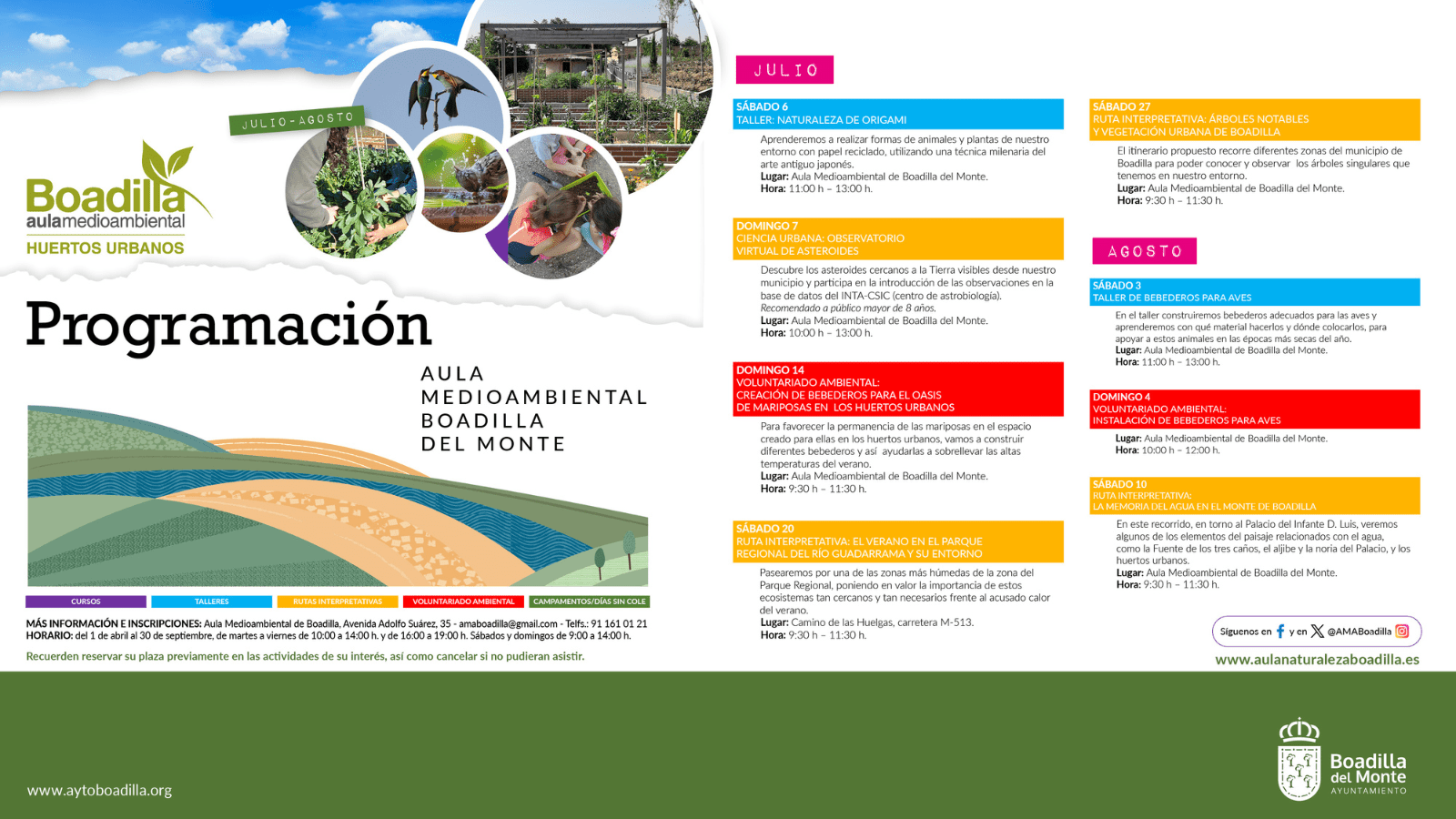 Las actividades del Aula Medioambiental en julio y en agosto Las actividades del Aula Medioambiental en julio y en agosto