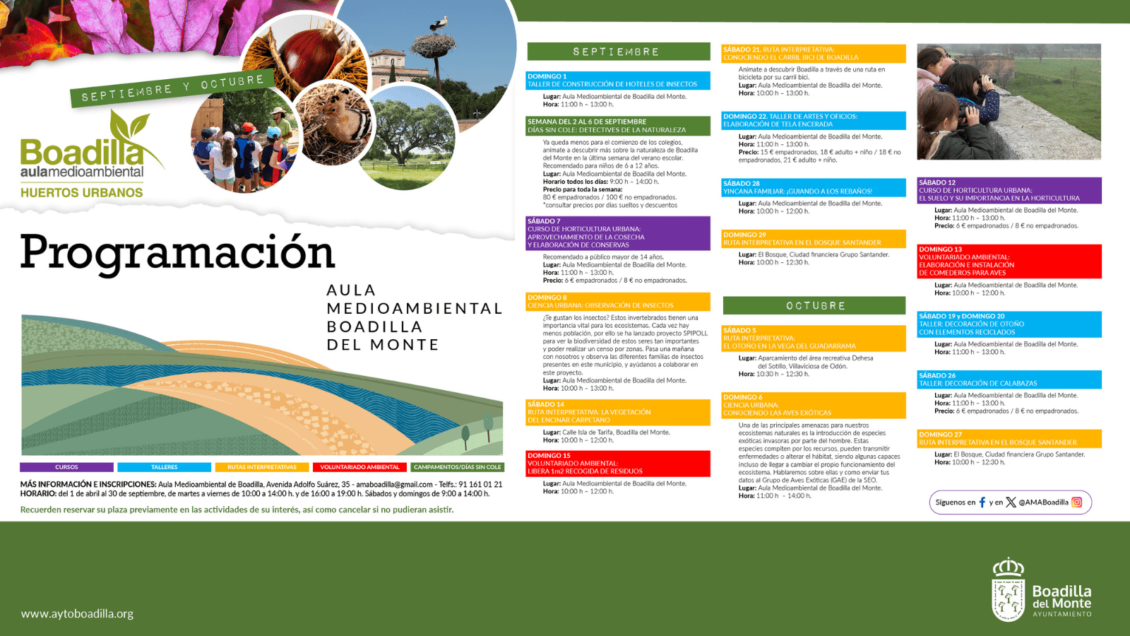 Inicio de actividades en el aula medioambiental para septiembre y octubre Inicio de actividades en el aula medioambiental para septiembre y octubre