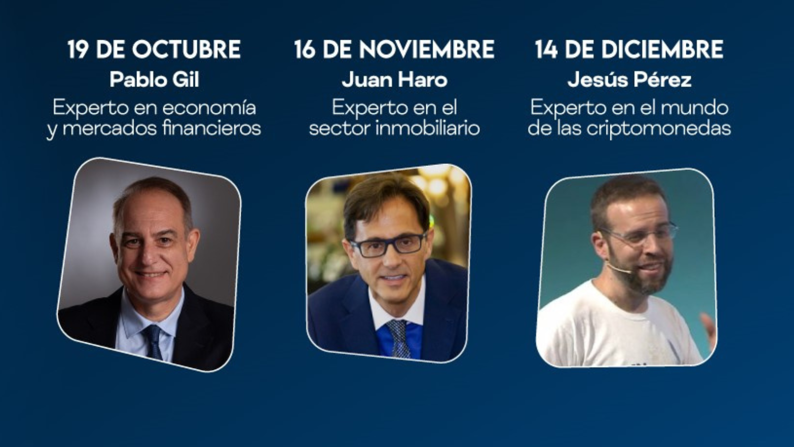 Conferencias de expertos en mercados financieros, sector inmobiliario y criptomonedas, en Espacio Finanzas Conferencias de expertos en mercados financieros, sector inmobiliario y criptomonedas, en Espacio Finanzas