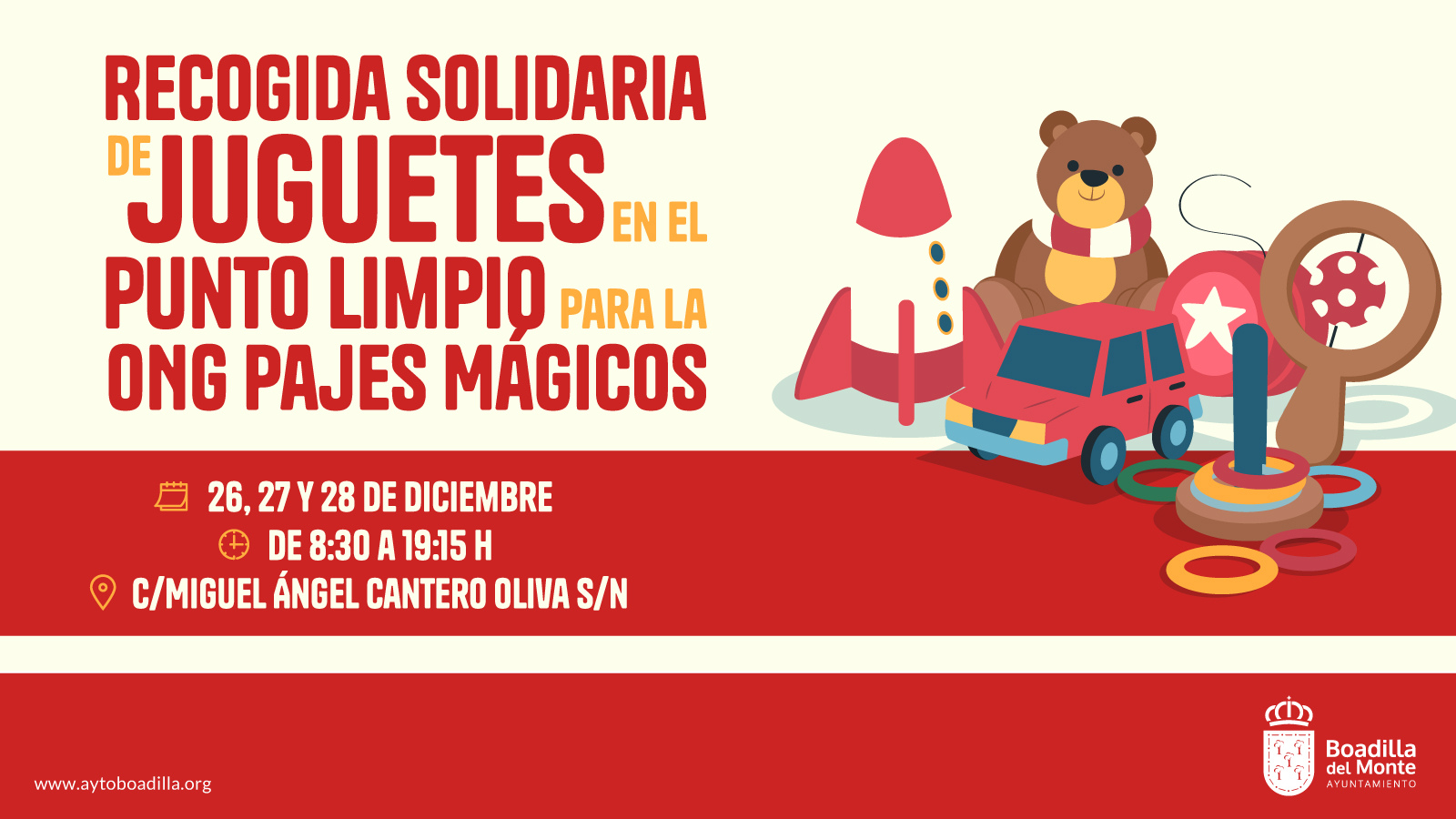 Recogida solidaria de juguetes en el Punto Limpio del 26 al 28 de diciembre Recogida solidaria de juguetes en el Punto Limpio del 26 al 28 de diciembre
