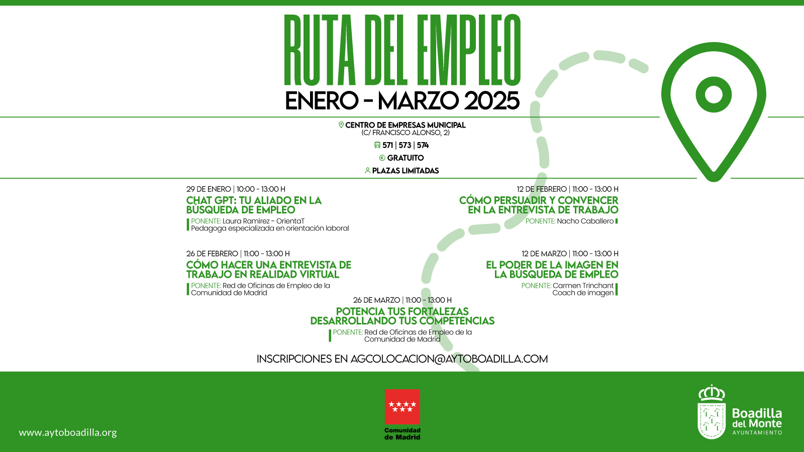El Ayuntamiento de Boadilla del Monte lanza la nueva Ruta del Empleo con talleres gratuitos El Ayuntamiento de Boadilla del Monte lanza la nueva Ruta del Empleo con talleres gratuitos