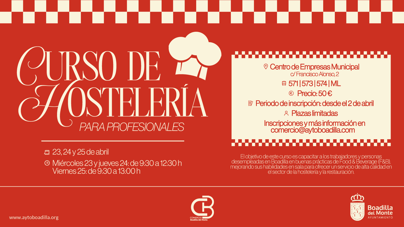 Boadilla del Monte impulsa la excelencia en hostelería con un curso especializado en Food & Beverage Boadilla del Monte impulsa la excelencia en hostelería con un curso especializado en Food & Beverage