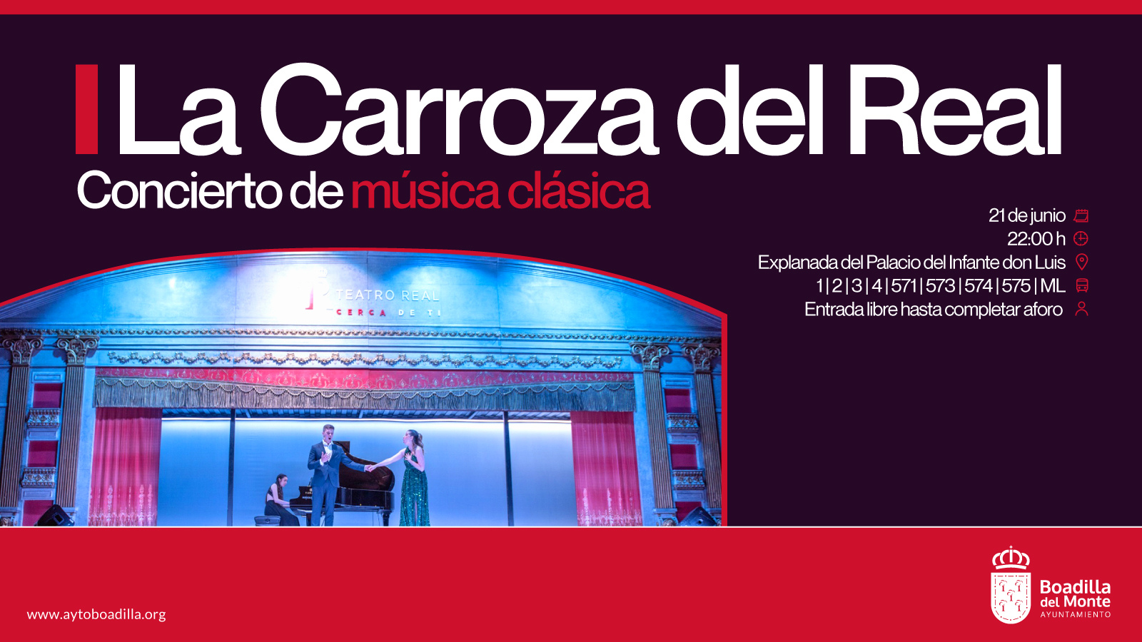 La Carroza del Real vuelve a Boadilla con un recital de ópera y zarzuela