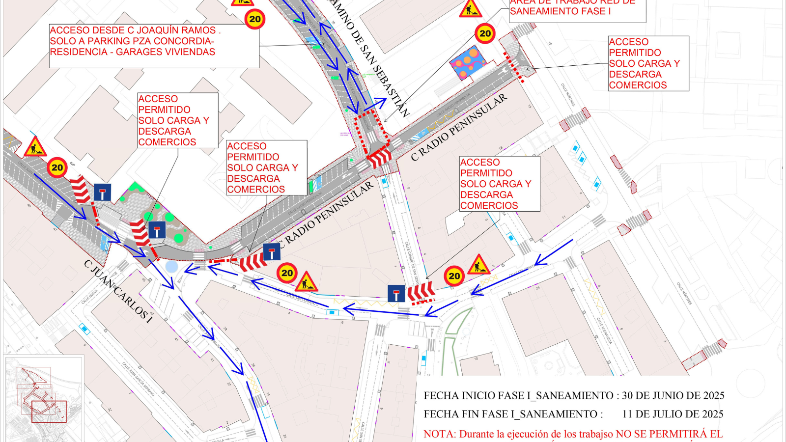 Nuevas modificaciones de tráfico en La Concordia por obras de saneamiento