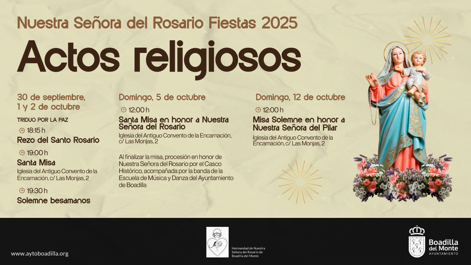 Las fiestas patronales de Boadilla contarán con varios actos religiosos Las fiestas patronales de Boadilla contarán con varios actos religiosos