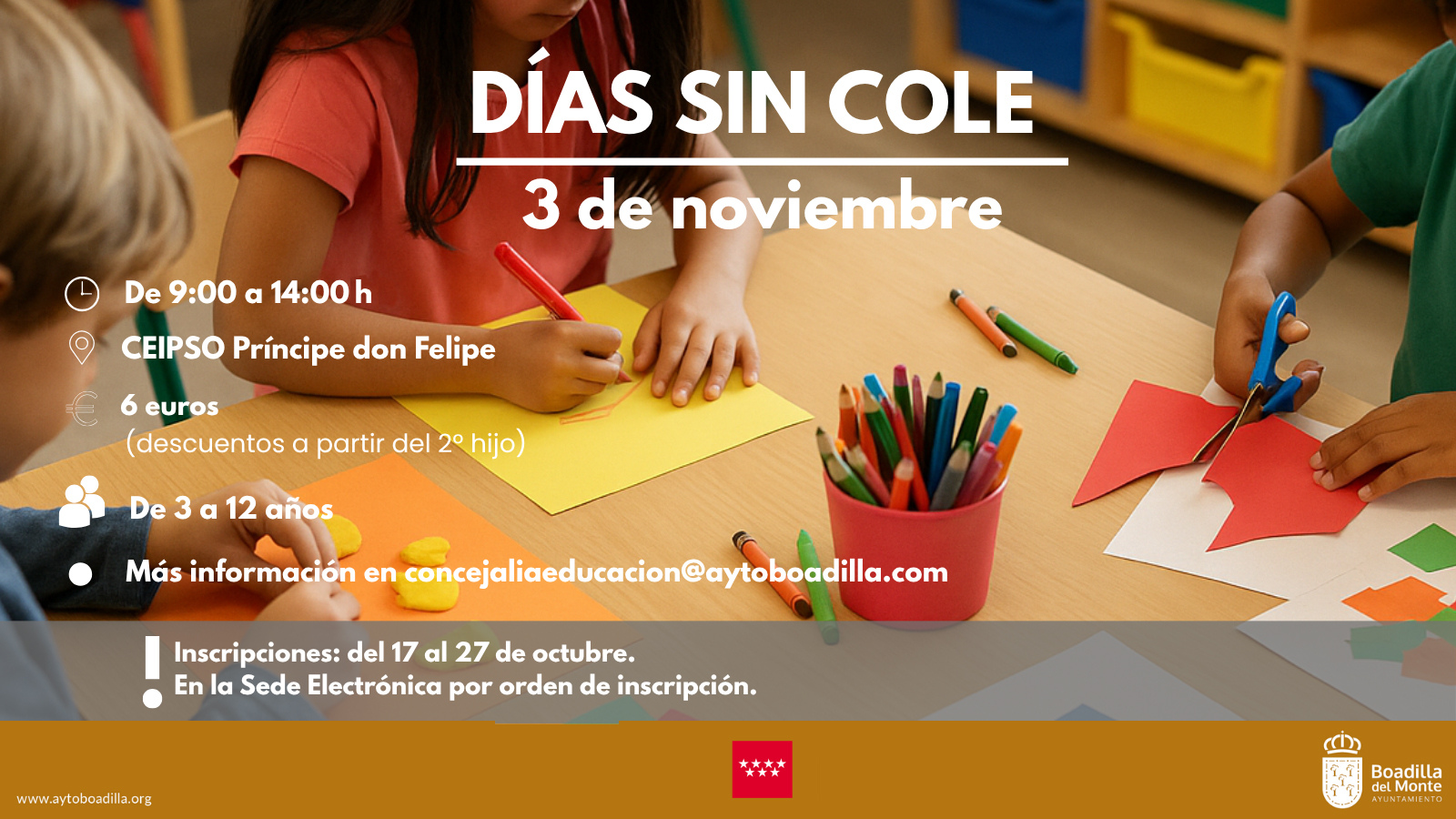 Boadilla organiza una nueva jornada de “Día sin Cole” el 3 de noviembre Boadilla organiza una nueva jornada de “Día sin Cole” el 3 de noviembre