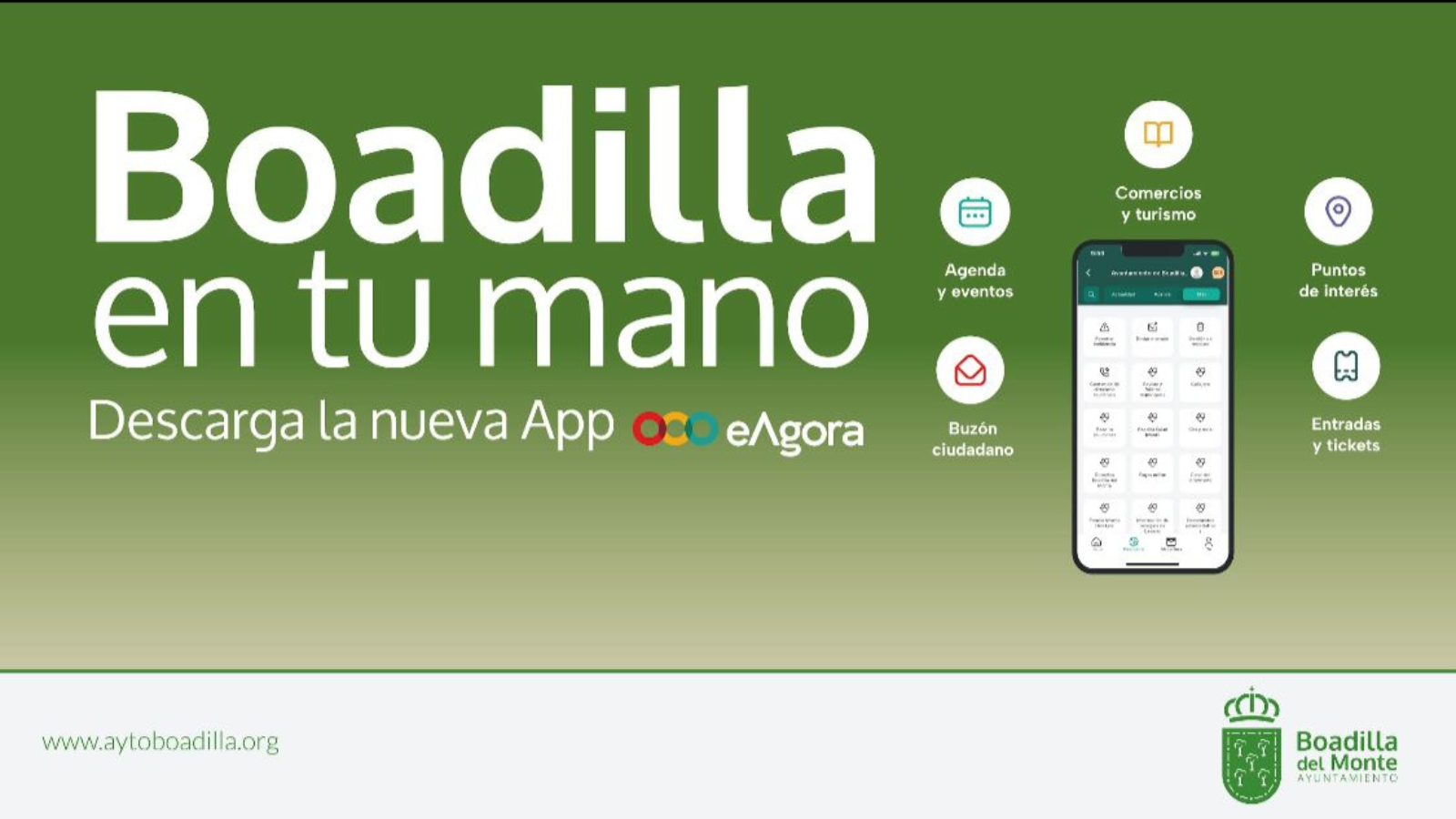 Boadilla del Monte estrena “Boadilla en tu mano”, la nueva app municipal sobre la plataforma eAgora Boadilla del Monte estrena “Boadilla en tu mano”, la nueva app municipal sobre la plataforma eAgora