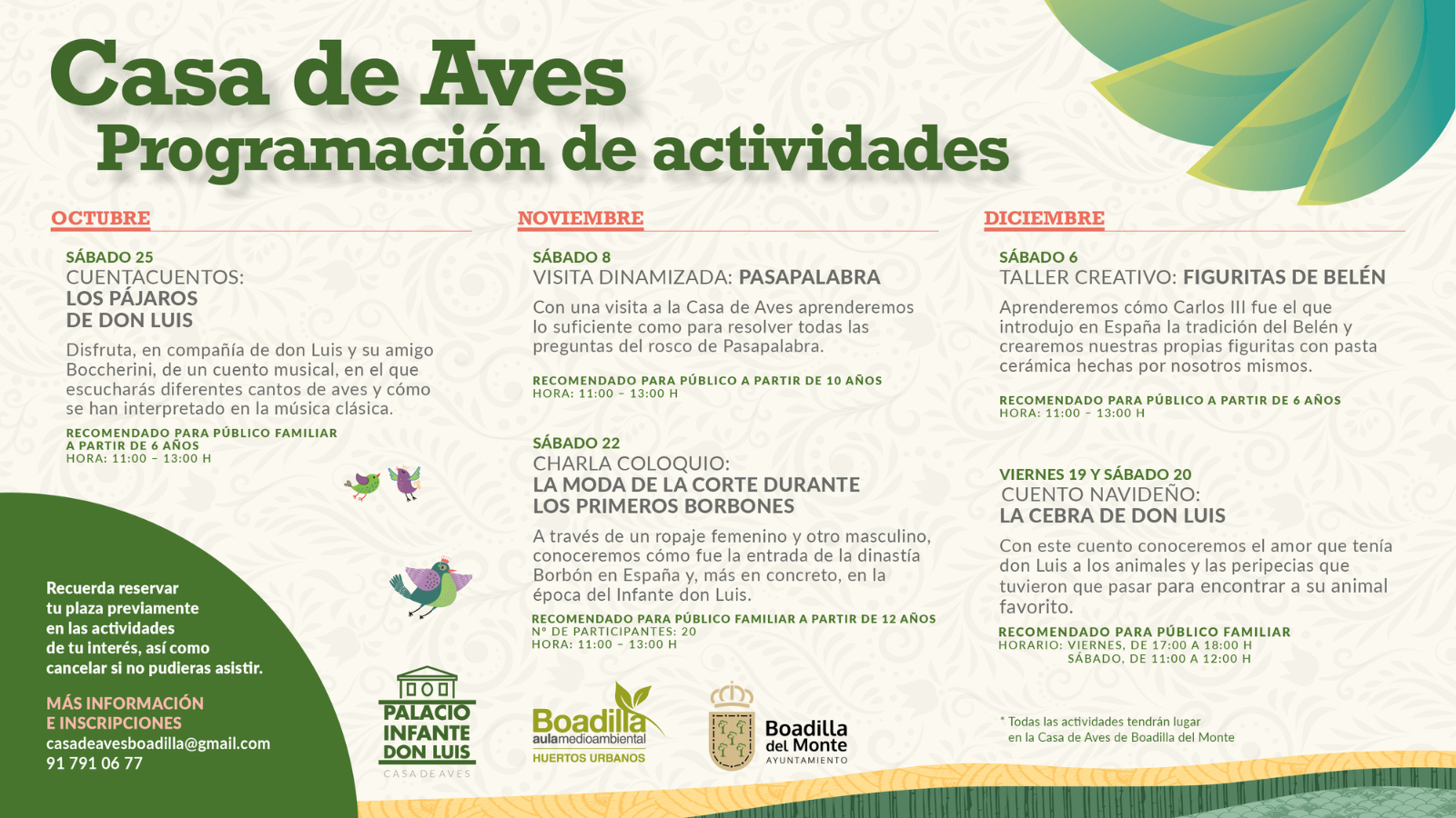 La Casa de Aves programa un trimestre de actividades para disfrutar en familia La Casa de Aves programa un trimestre de actividades para disfrutar en familia
