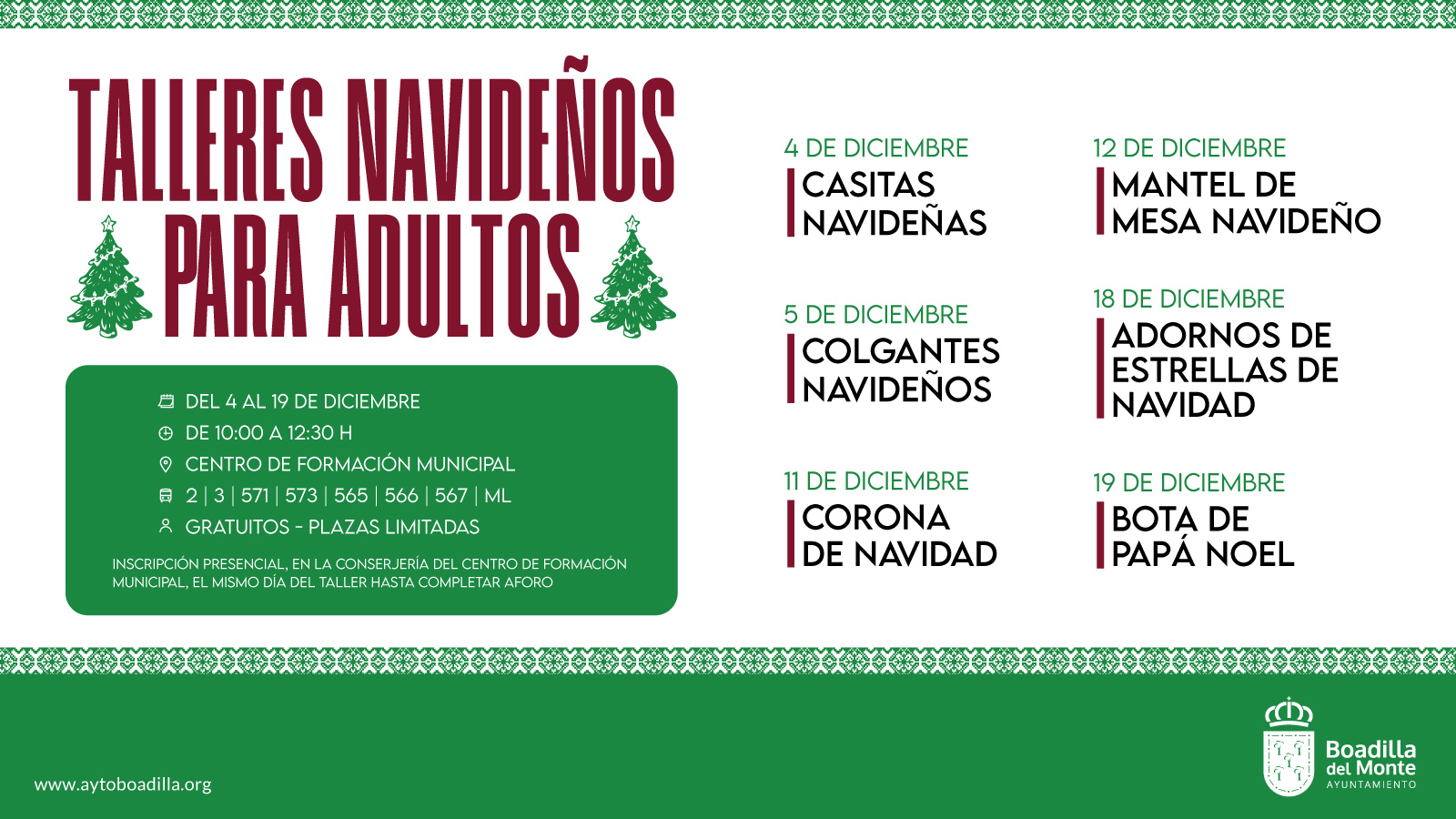 Descubre los talleres navideños para adultos en Boadilla