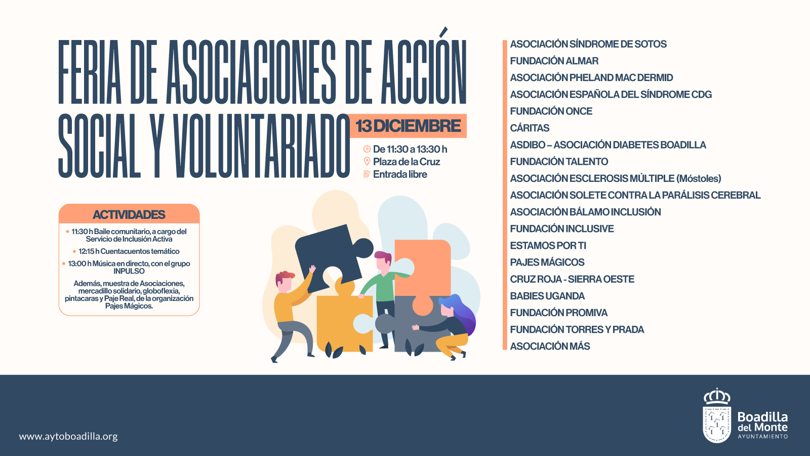 Boadilla del Monte celebra este sábado su Feria de Acción Social y Voluntariado Boadilla del Monte celebra este sábado su Feria de Acción Social y Voluntariado