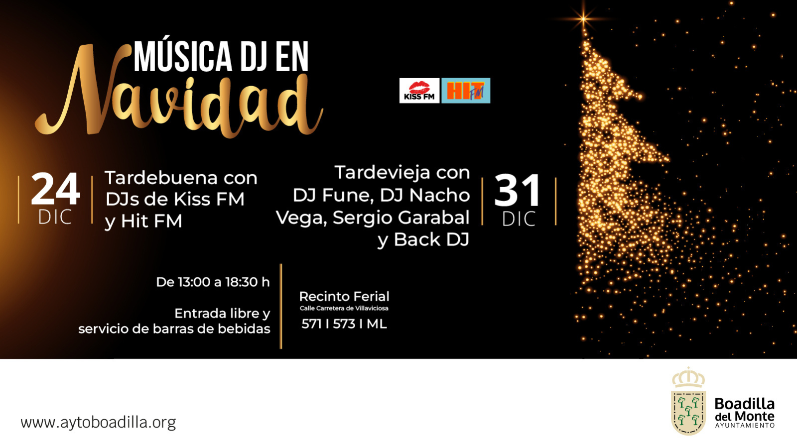 Boadilla celebrará la Navidad con música y DJ en el Recinto Ferial Boadilla celebrará la Navidad con música y DJ en el Recinto Ferial