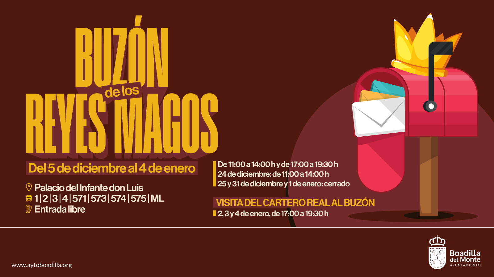 El Cartero Real recoge las cartas de los niños en el Palacio del Infante D. Luis