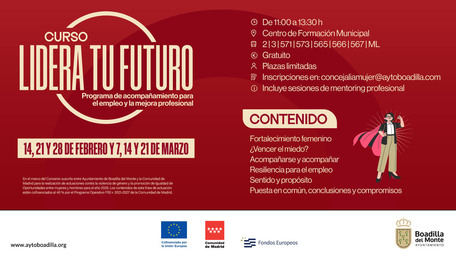 Boadilla pone en marcha en febrero el programa “Lidera tu futuro” para impulsar el empleo y el liderazgo femenino