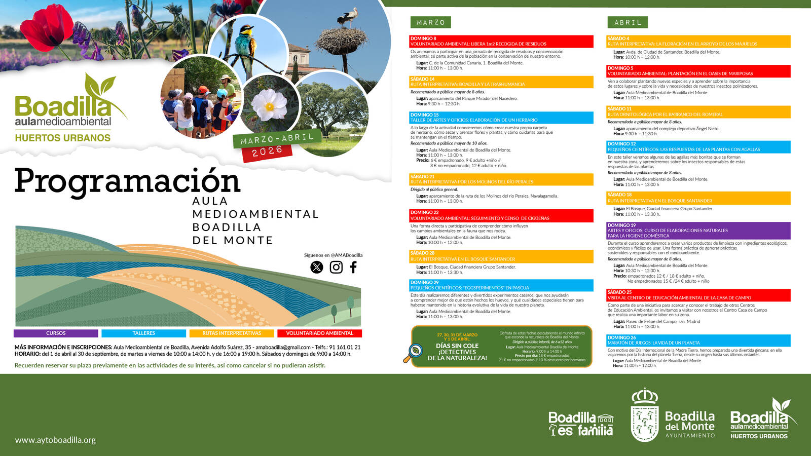 La primavera llega al Aula Medioambiental con rutas, talleres y actividades familiares en marzo y abril