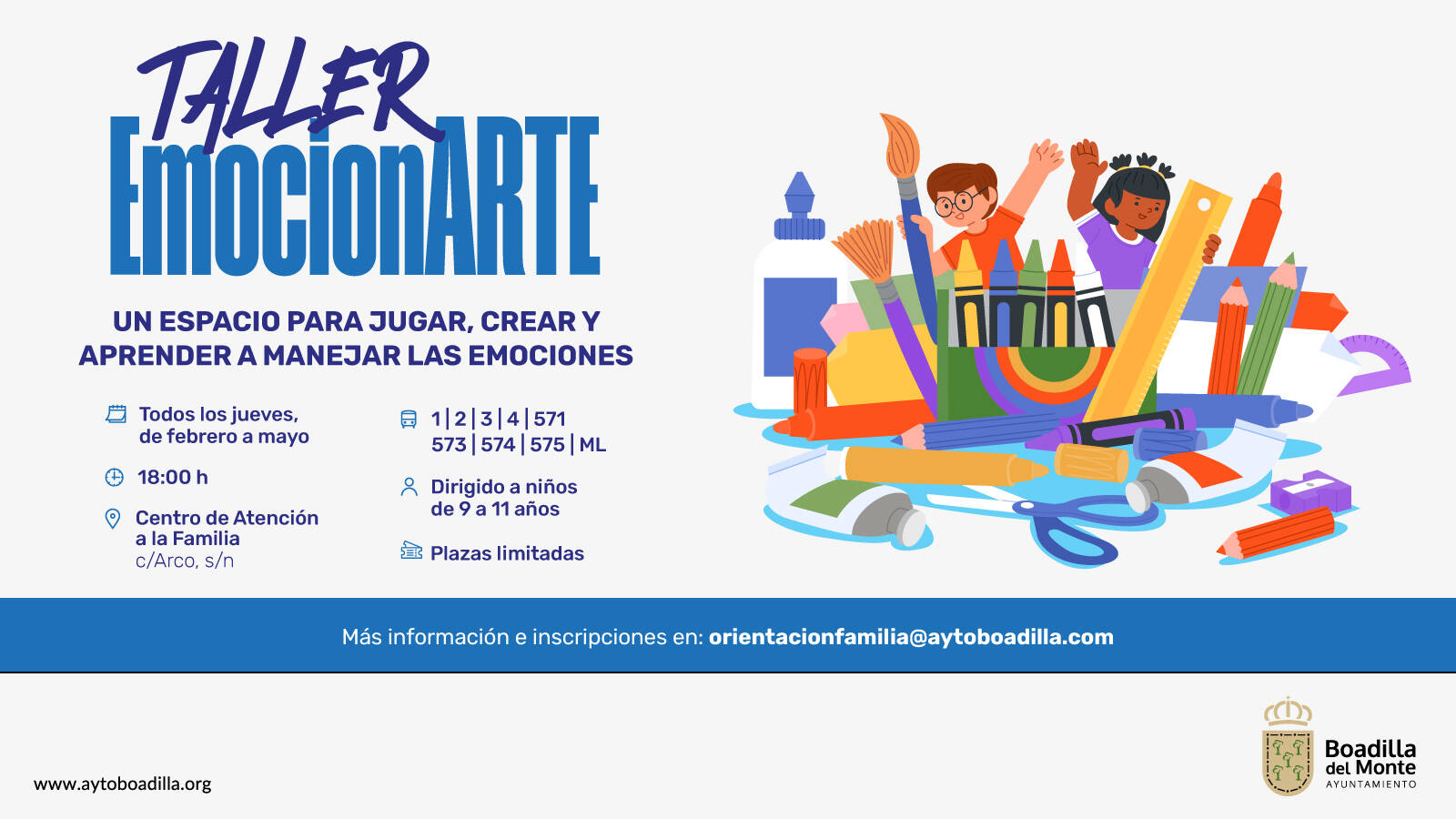 Boadilla pone en marcha en febrero el taller EmocionArte para ayudar a niños de 9 a 11 años a gestionar sus emociones