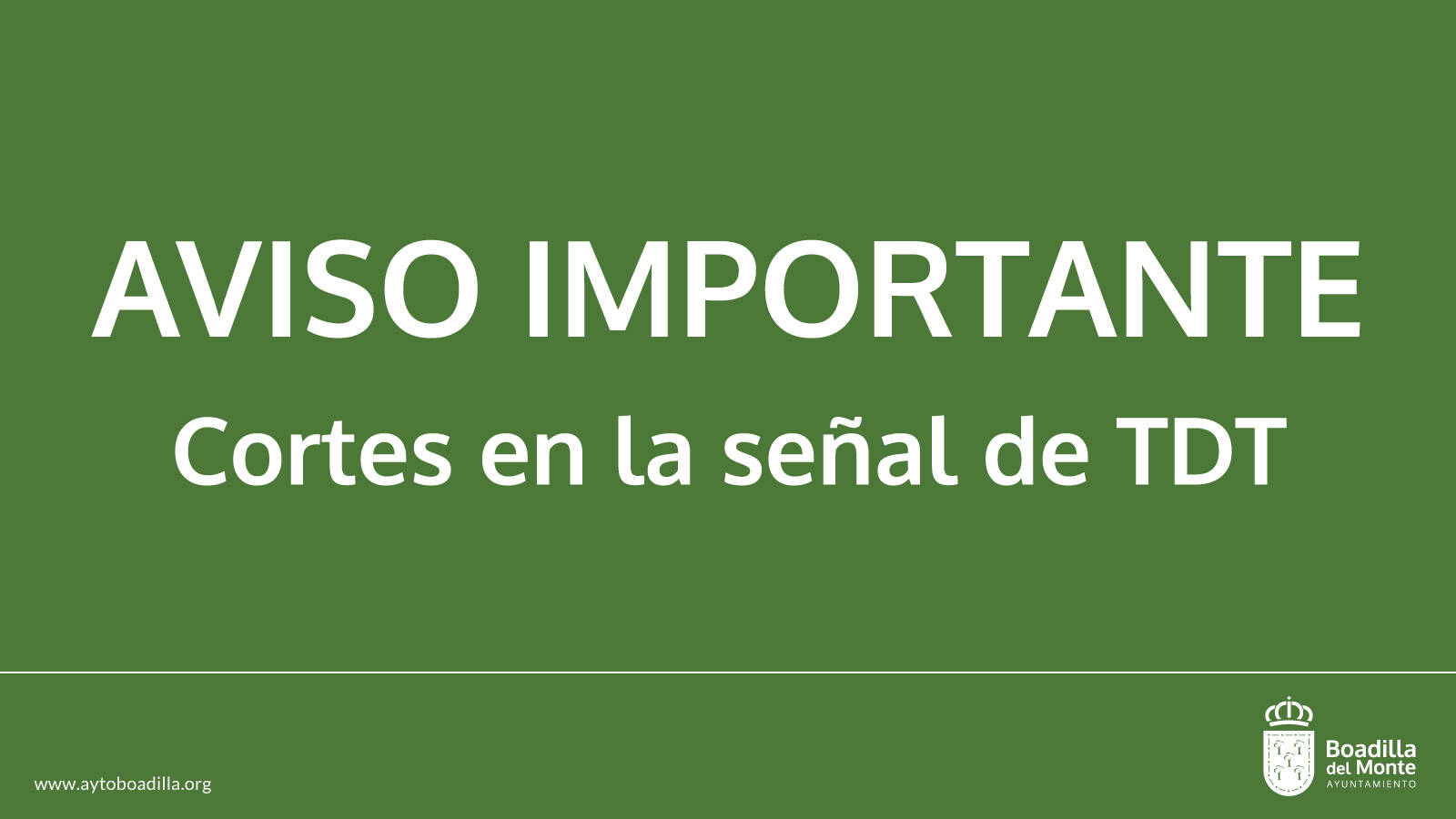 Cortes programados en la señal de TDT mañana, 24 de febrero, entre las 10:00 y las 15:00 horas Cortes programados en la señal de TDT mañana, 24 de febrero, entre las 10:00 y las 15:00 horas