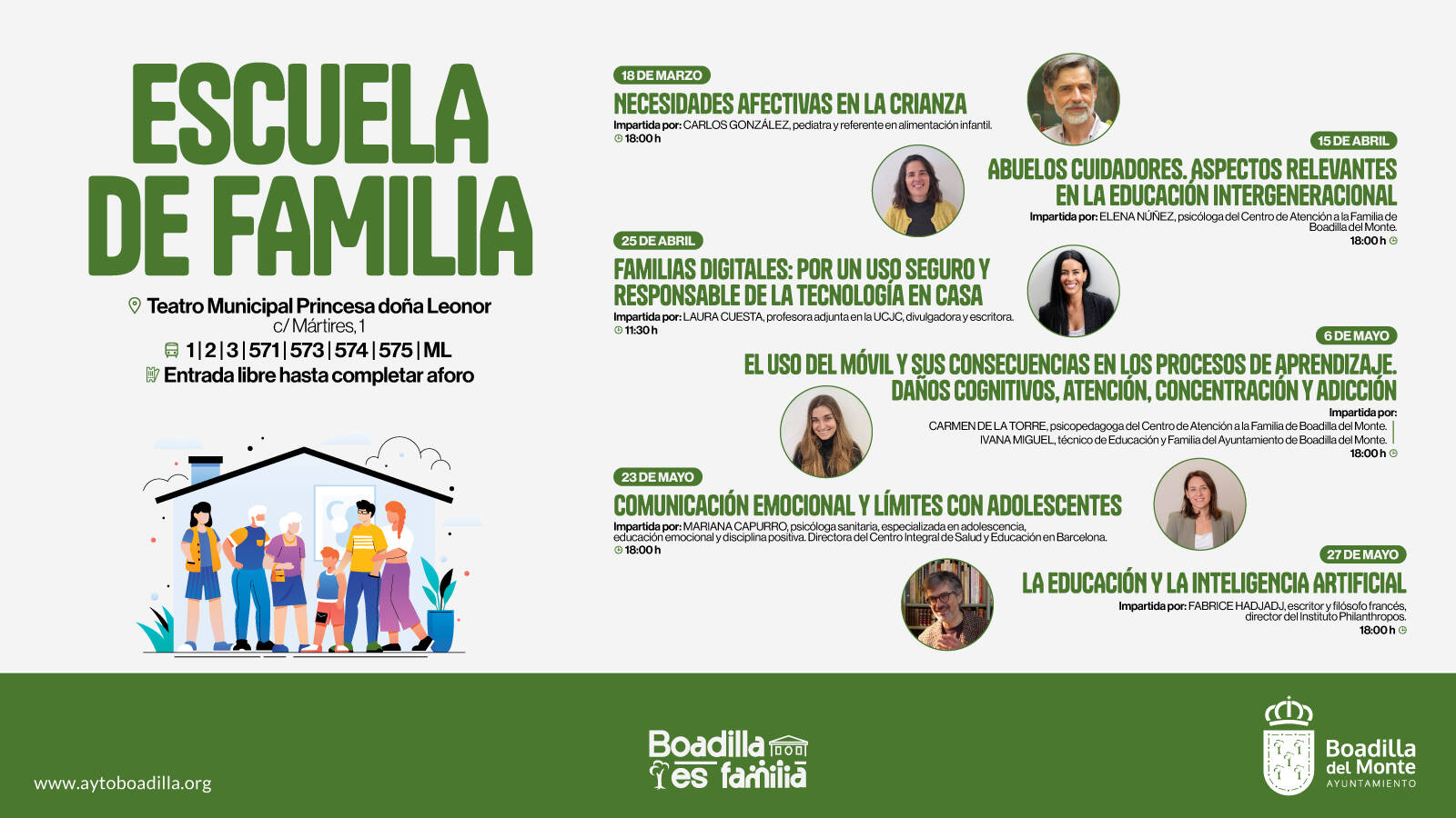 Boadilla organiza seis conferencias para familias sobre crianza, adolescencia y nuevas tecnologías