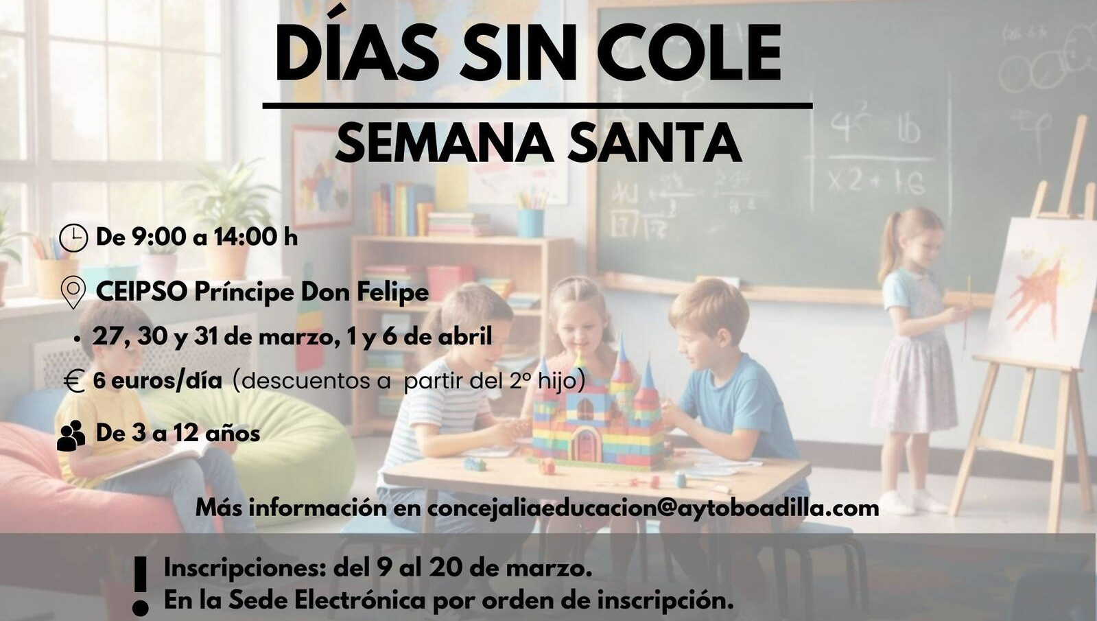 El precio por participante será de 6 euros por día, con descuentos para hermanos y para alumnos con discapacidad.