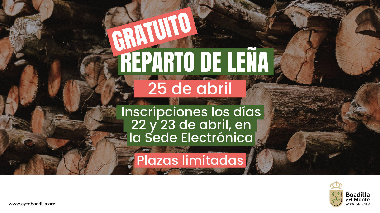 Boadilla repartirá leña gratuita del monte este sábado con inscripción previa