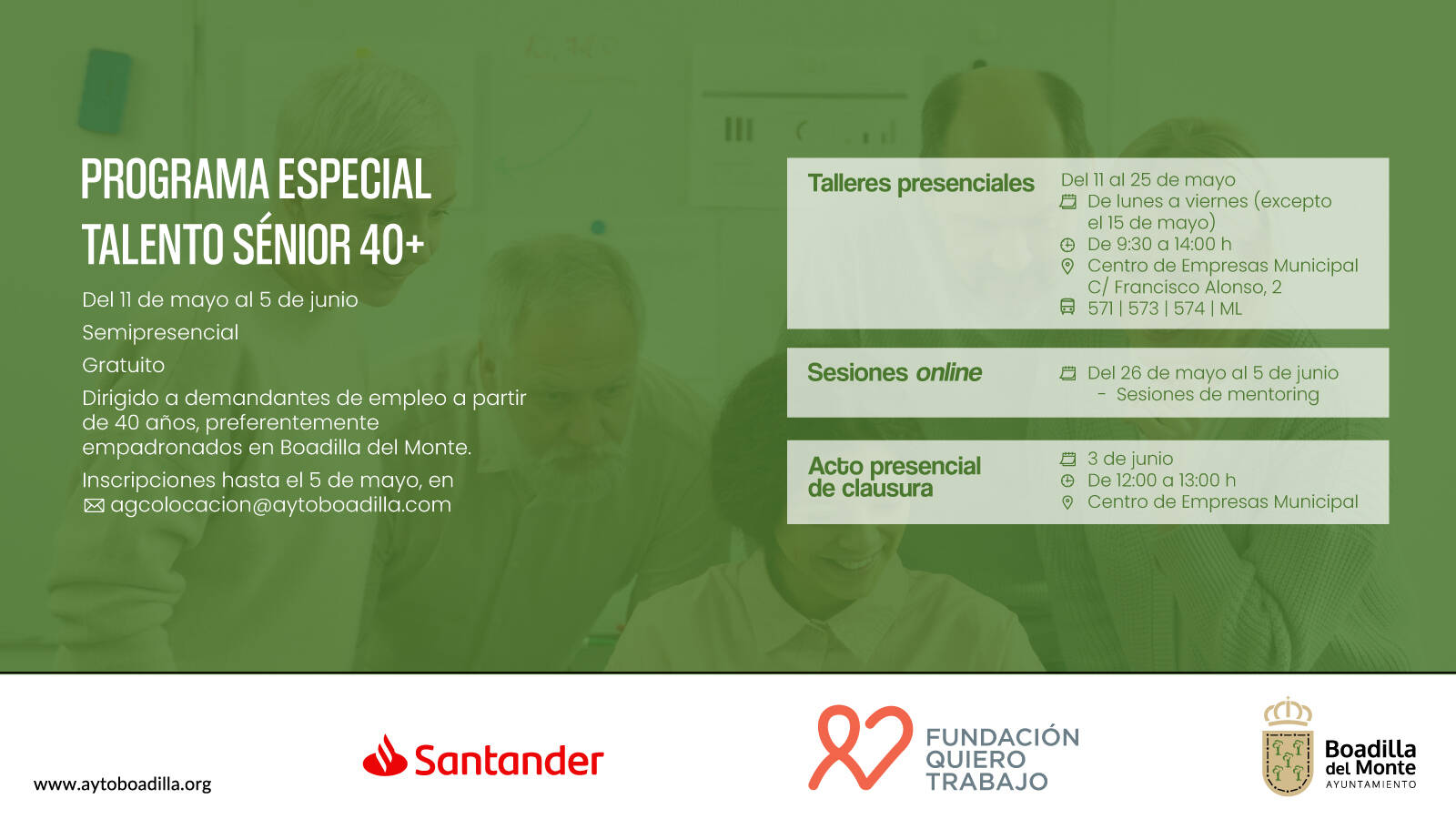 Boadilla impulsa el empleo para mayores de 40 con una nueva edición del programa Talento Sénior