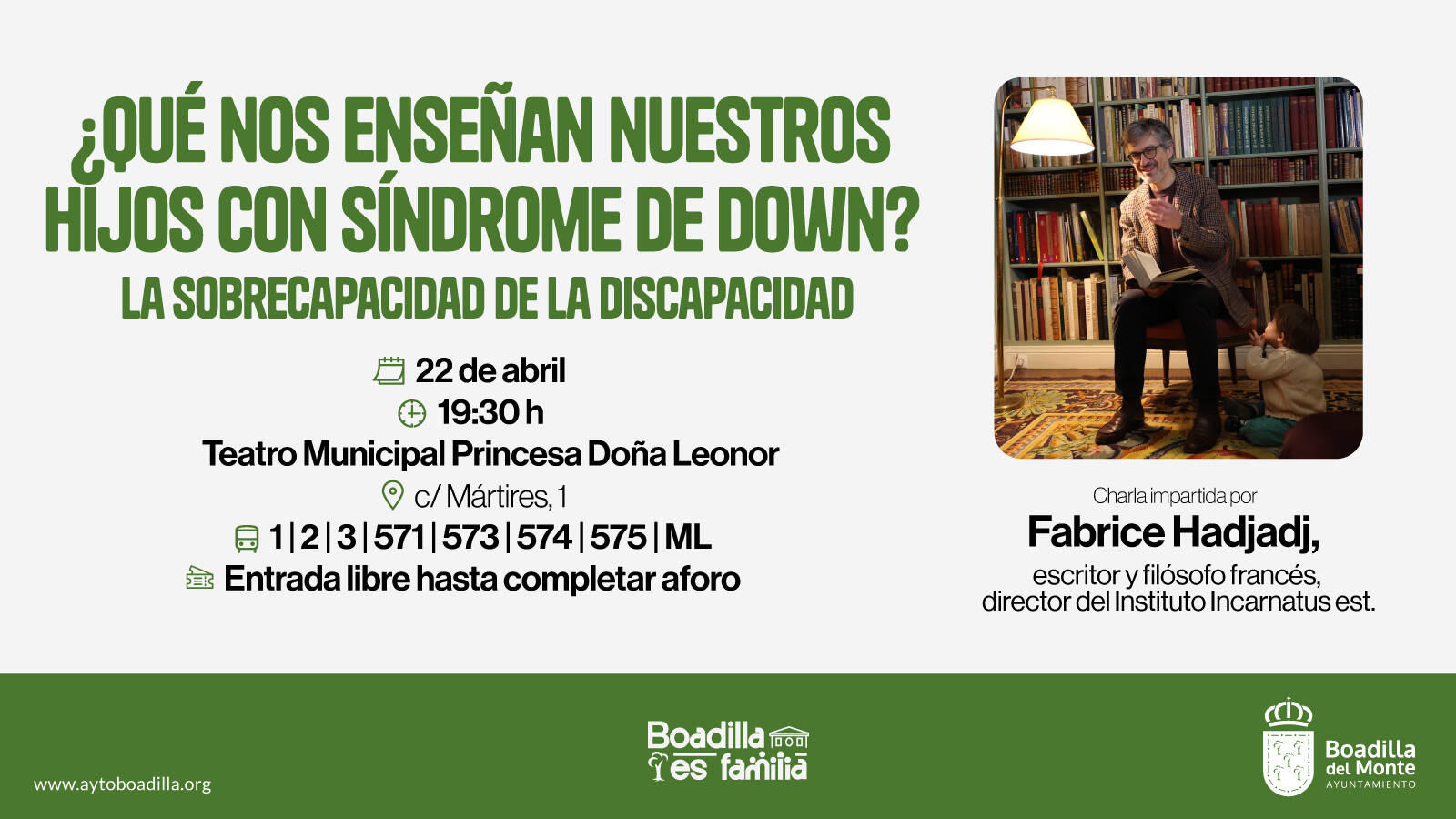 Fabrice Hadjadj reflexiona en Boadilla sobre el valor del síndrome de Down en una charla abierta al público