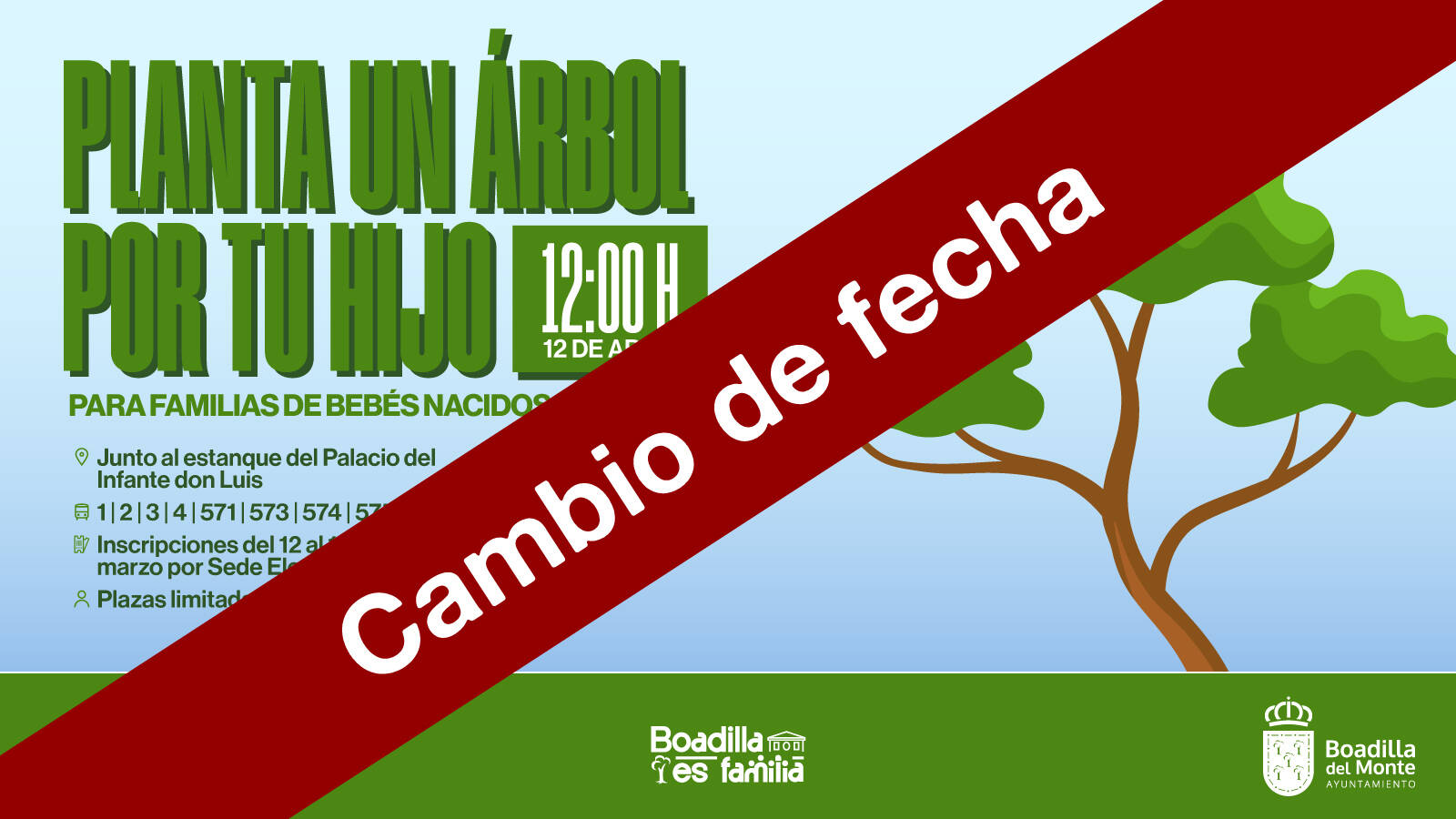 La plantación de árboles para bebés nacidos en 2025 se retrasa por la lluvia y se celebrará el 19 de abril
