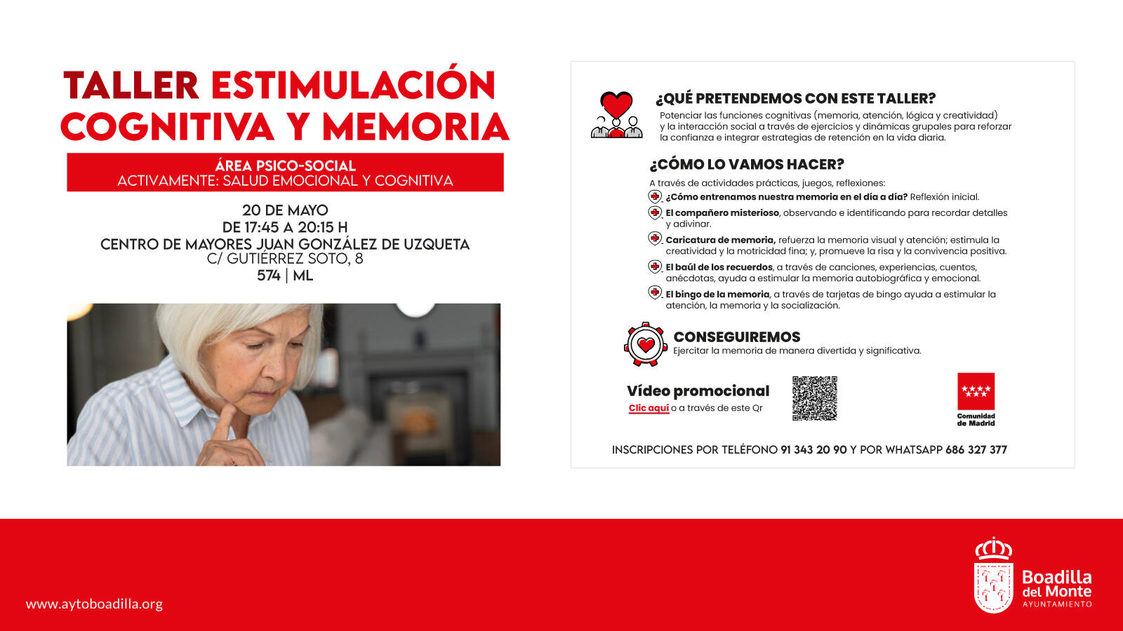 Boadilla ofrece a los mayores un taller para entrenar la memoria y reforzar la vida social Boadilla ofrece a los mayores un taller para entrenar la memoria y reforzar la vida social