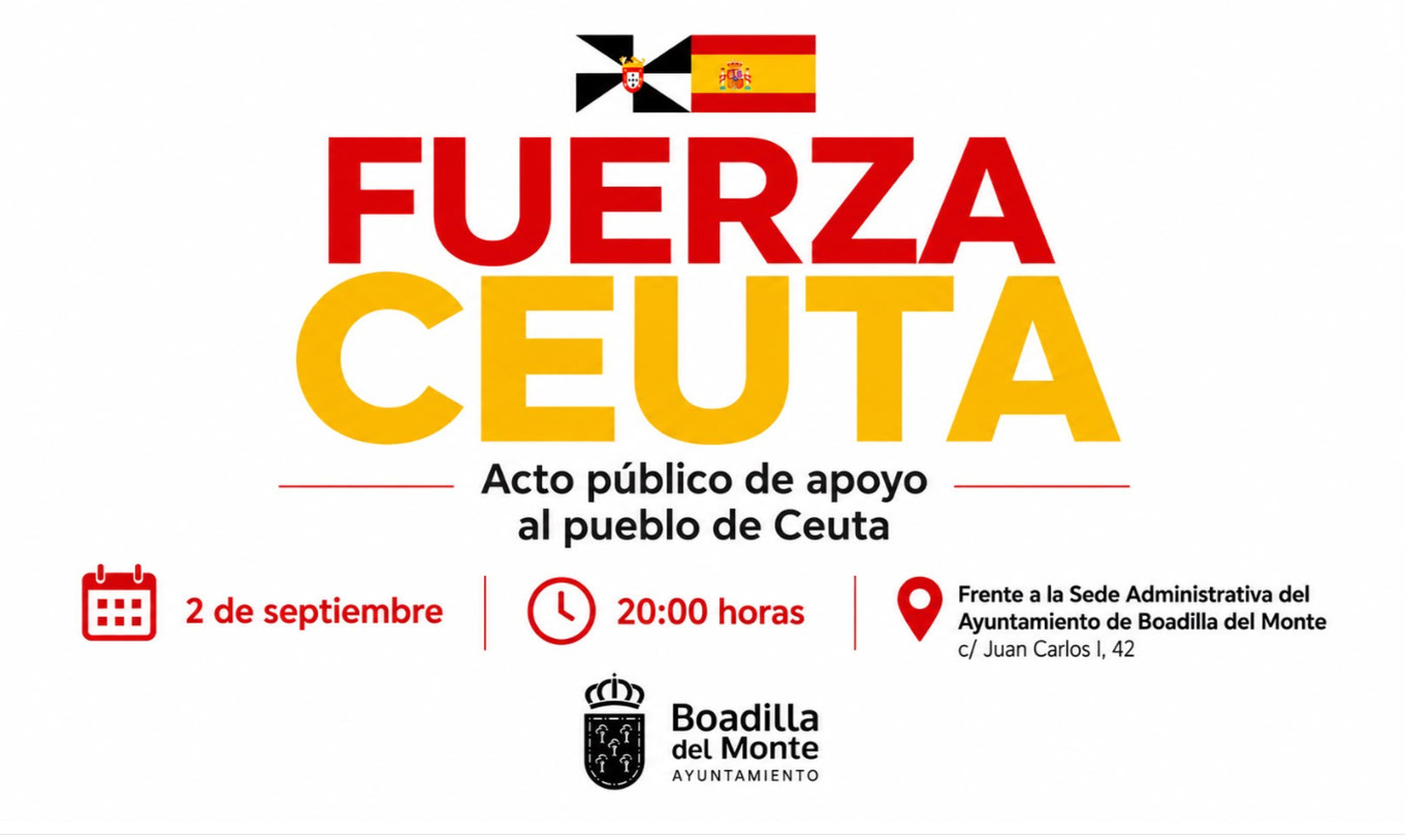 Boadilla apoya a Ceuta con un acto público el 2 de septiembre Boadilla apoya a Ceuta con un acto público el 2 de septiembre