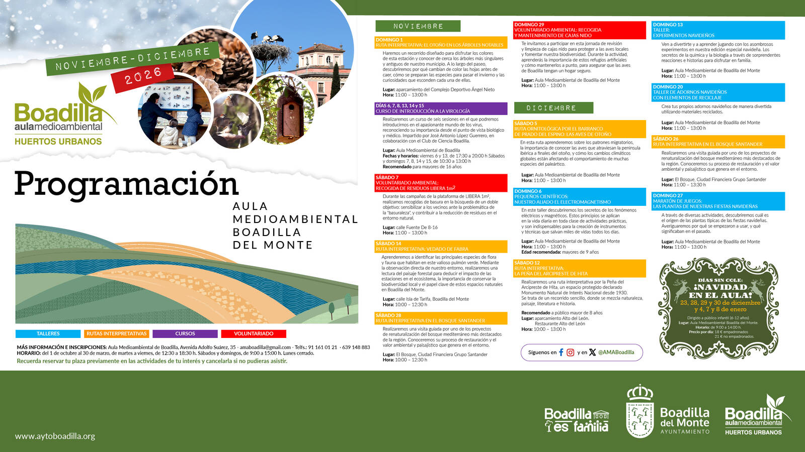 El Aula Medioambiental ofrece rutas y talleres en otoño