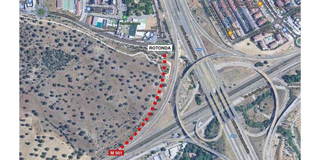 Boadilla reclama la conexión directa desde la avenida Condesa de Chinchón a la M-501 
