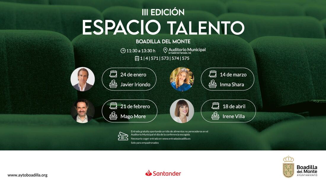 Boadilla lanza la tercera edición de Espacio Talento con conferencias sobre motivación, liderazgo y superación