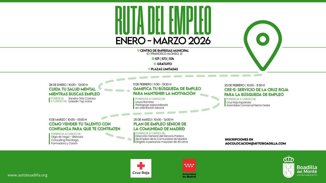 Boadilla del Monte ofrece entre enero y marzo cinco ponencias para facilitar la búsqueda de empleo