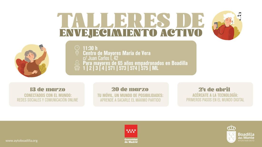 Tecnología y mayores: Boadilla impulsa tres talleres de envejecimiento activo