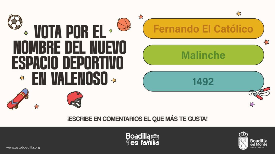 Boadilla invita a los vecinos a elegir el nombre del nuevo espacio deportivo de Valenoso